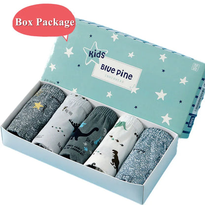 Exquisite Boxed 5-Piece Boys Underwear Soft Breathable Cotton Children Boys Briefs Spider-Man Cartoon Kids Triangle Knickers