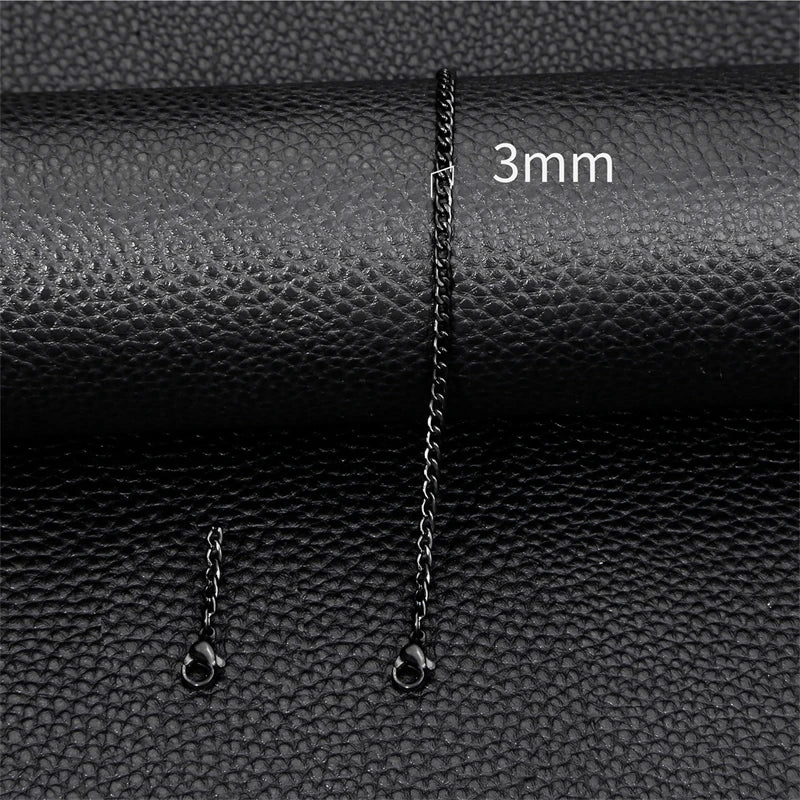 3-11mm Thick Waterproof Chain Bracelet for Men Stainless Steel Cuban Chain Wristband Classic Punk Heavy Men's Jewelry Gift