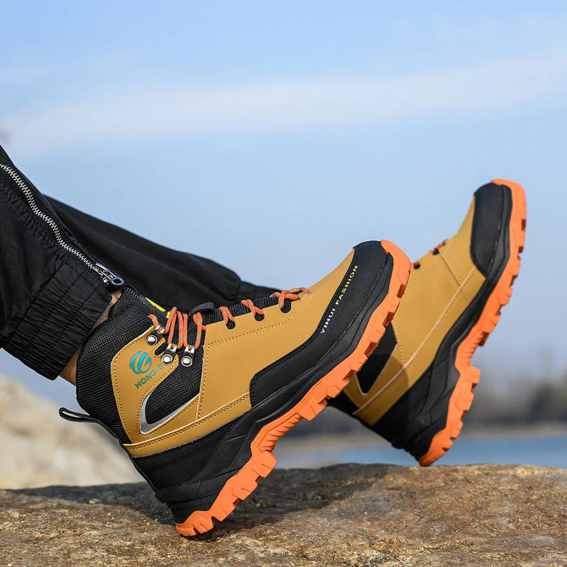 Rotary Buckle Men Work Boots Safety Steel Toe Safety Shoes Indestructible Shoes Anti-smash Puncture-Proof Work Shoes 38-47