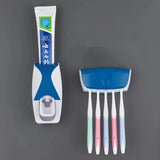 1 conjunto de suporte para escovas de dentes de fácil utilização com dispensador automático de pasta de dente e suporte de parede para escovas de dentes