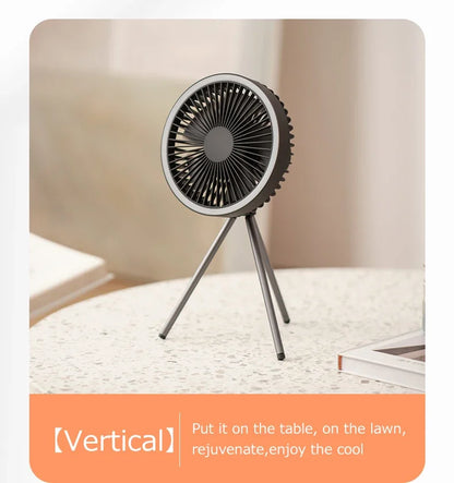 2024 New Portable Tripod Camping Fan 10000mAh USB Rechargeable Multifunctional Mini Outdoor Tent Wireless Ceiling Electric Fan