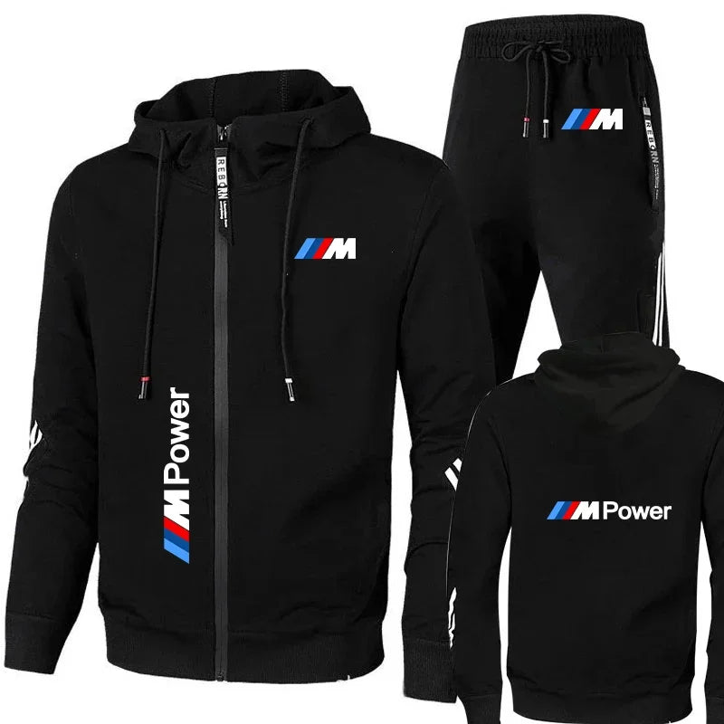 BMW Tracksuit Men's Clothing BMW Print Sweat Suit Casual Harajuku Hooded Sweatshirt+Pants 2 Piece Set Sportswear Sets Men