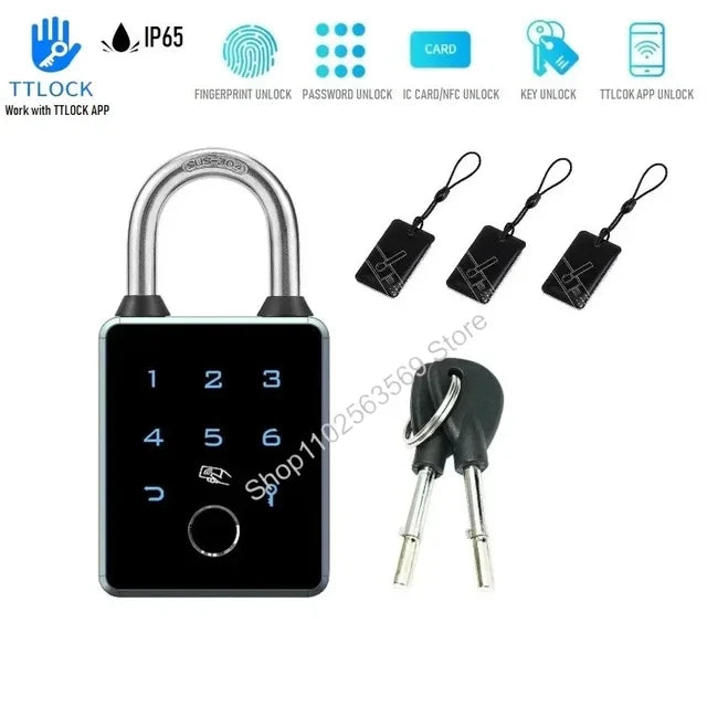 Tuya/TTLock Smart Fingerprint Password Padlock Card APP NFC Key Unlock Door Locks Anti-theft and IP65 Waterproof Electronic Lock 