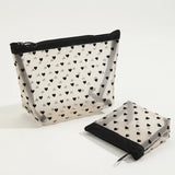 Heart-Shaped Nylon Mesh Cosmetic Bag Portable Toiletry Organizer for Women Makeup Storage