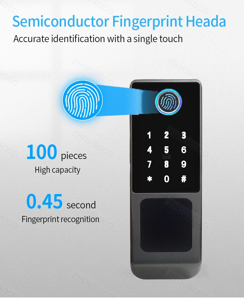 Tuya WIFI Double Side Fingerprint Lock Waterproof Outdoor Gate Passcode Rfid Card Keyless Smart Door Lock