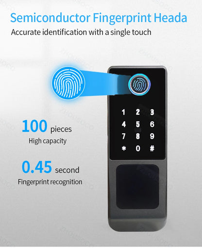 Tuya WIFI Double Side Fingerprint Lock Waterproof Outdoor Gate Passcode Rfid Card Keyless Smart Door Lock