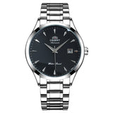 Orient Automatic Men's Watch, Black Dial Stainless Steel Band, Water Resistant Classic Business Wristwatch with Date Display