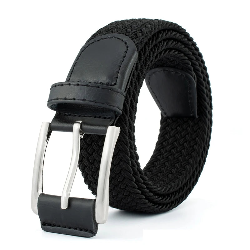 105cm Adjustable Buckle Braided Belts Unisex Jeans Trousers Pants Strap Women Men Metal Lock Waistbands Stretch Woven Belt