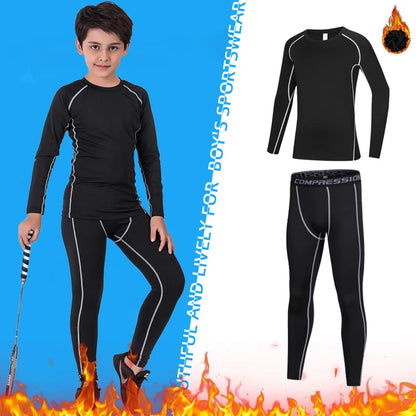 Kids Fitness Tracksuits Youth Warm Pants Tops Underwear Tight Sports Clothes for Boys Compression Running Basketball Sportswear
