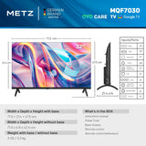 Metz QLED TV 32 "40" Inch Smart LED Television Google Tele HDR 10 Dolby Audio Bluetooth 5.1 EyeCare Tuner 2025 32MQF7030Z