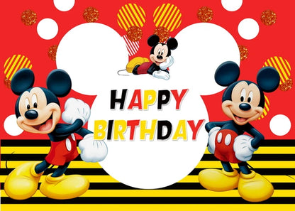 Disney Cartoon Theme Photography Background, Mickey, Minnie Mouse, Baby Shower, Feliz Aniversário, Revelador de Gênero, Banner for Children, 1Set