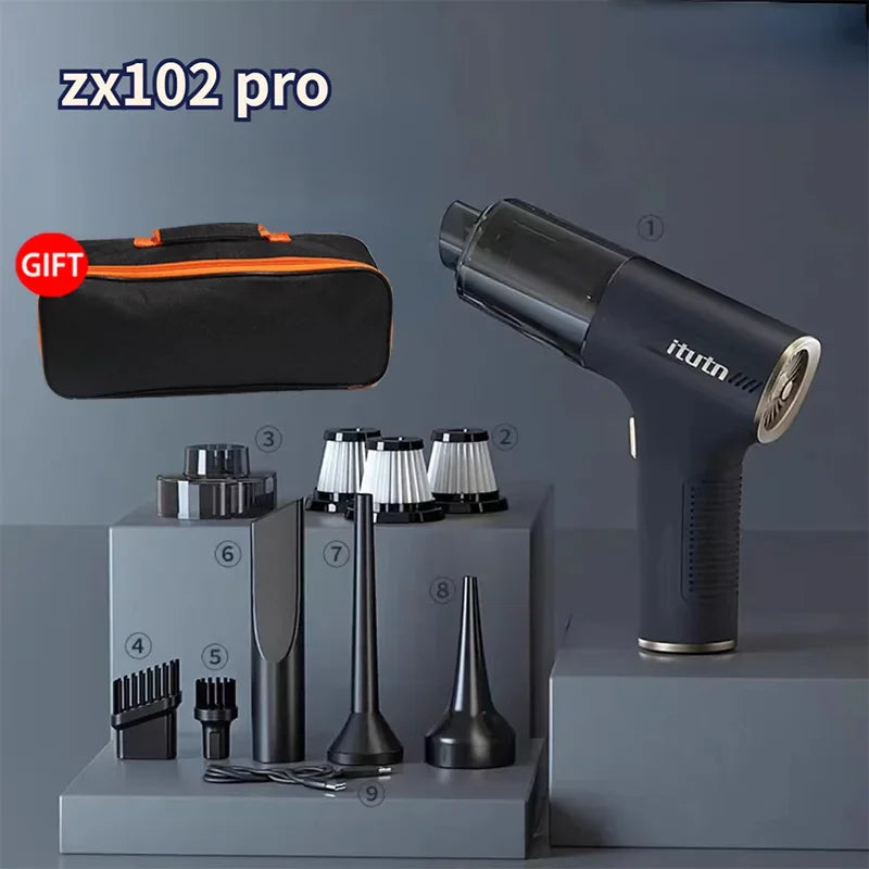 ITUTN Car Vacuum Cleaner 4 in 1 Mini Powerful Cleaning Machine Strong Suction Handheld for Car Wireless Portable Home Appliance