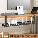 Under Table Storage Rack No-Drill Metal Cable Management Tray Home Office Desk Wire Organizer Retractable Power Strip Storage