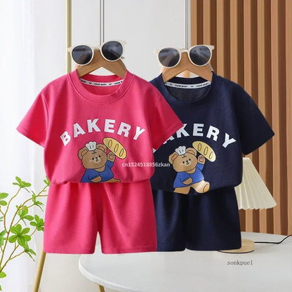 2Pcs Children Tshirt Shorts Sets Baby Summer Clothes Boy Girl Fashion Short Sleeve Pants Suit Leisure Outfits Kids Costume