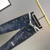 Spring Summer 2024 New Fashion Women's Denim Pants Korean Version Elastic Rhinestone High Waist Skinny Jeans