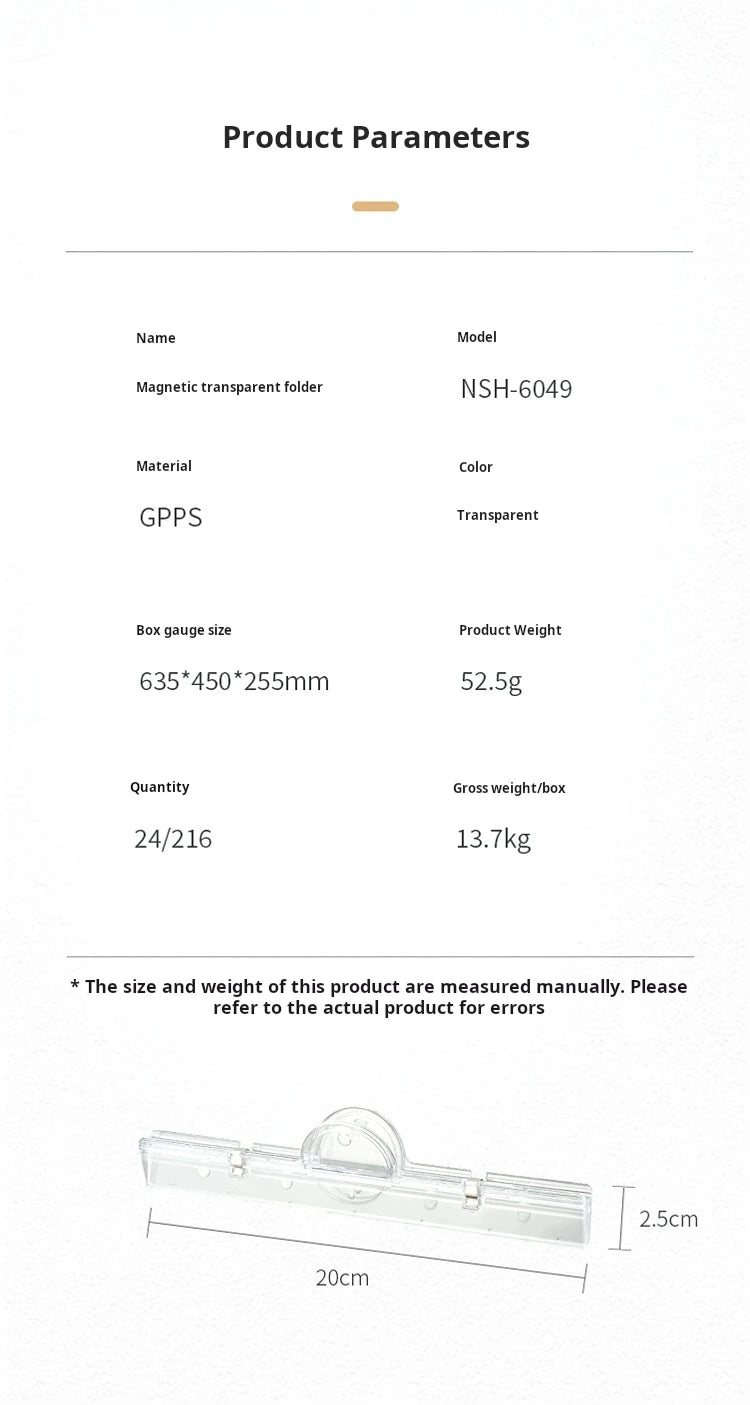 Magnetic Transparent File Folders Strong Suction Not Easy To Fall Off Multifunctional Office Supplies File Folders