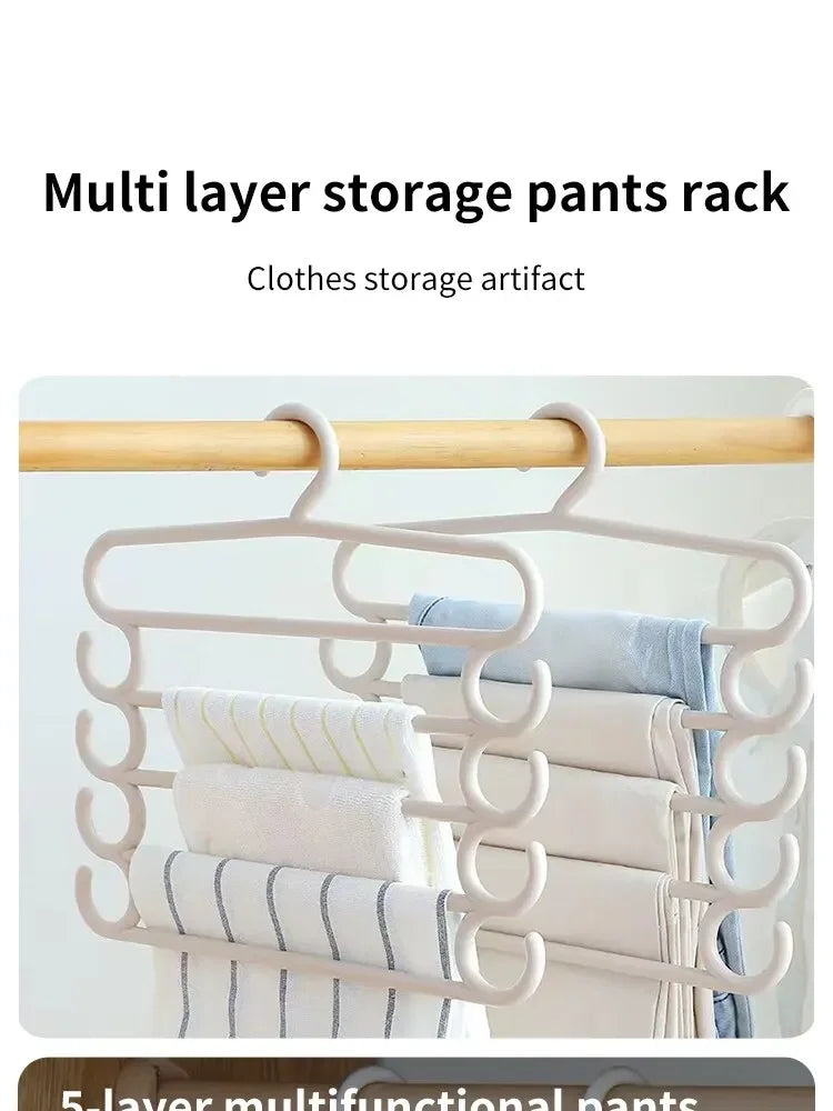 1/2/3pcs Pants Rack Multifunctional Household Saving Space Multi Layer Trousers Hanger Pants Closet Color Clothes Peg 5 Layers
