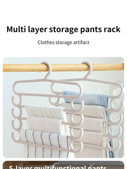1/2/3pcs Pants Rack Multifunctional Household Saving Space Multi Layer Trousers Hanger Pants Closet Color Clothes Peg 5 Layers