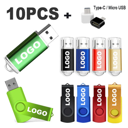 10PCS/lot Color USB Flash Drive 2.0 4GB 8GB 16GB Mini Memory Stick Pendrive 32GB 64GB 128GB USB Stick Flash Disk Free laser