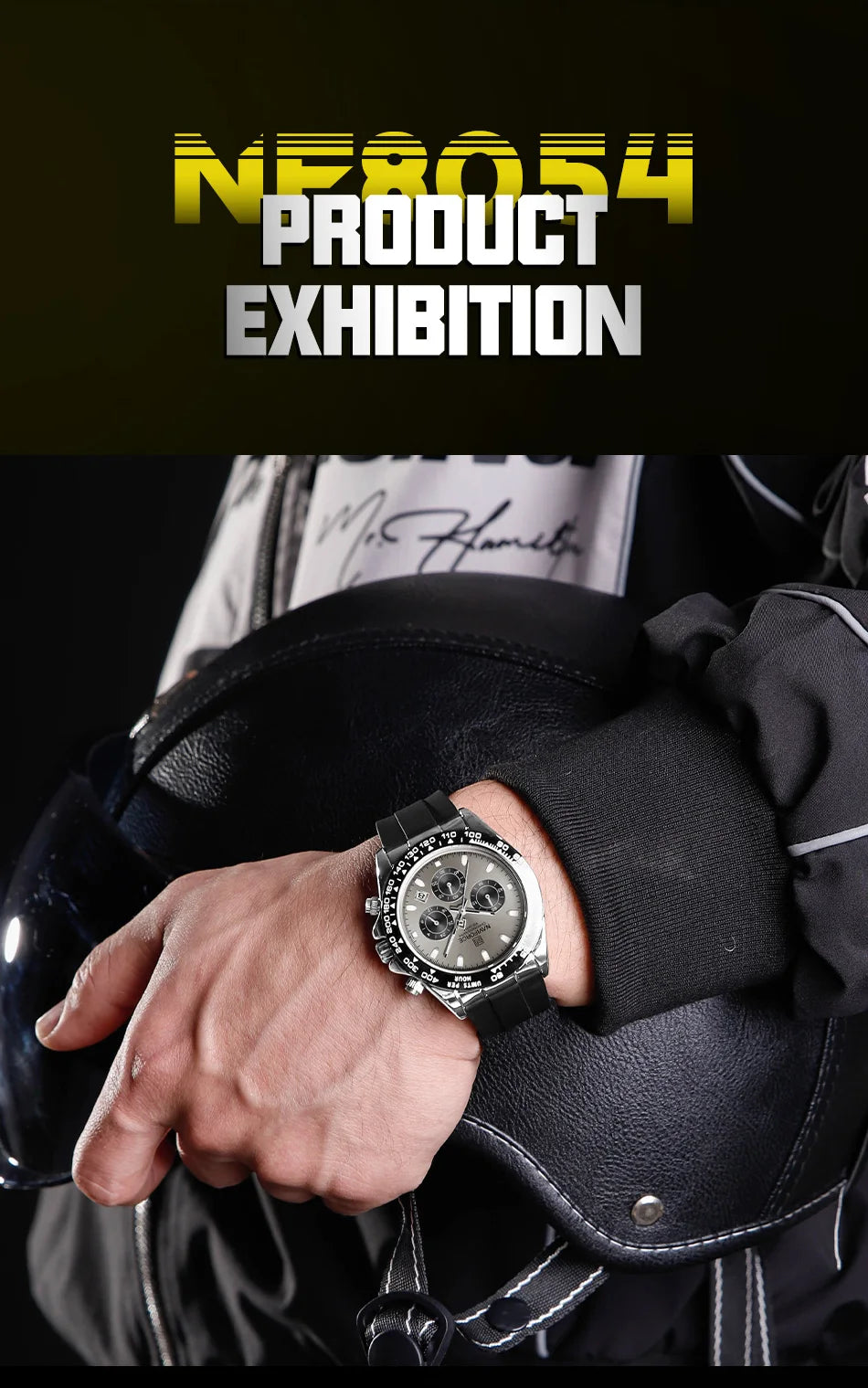 NAVIFORCE Reloj de lujo para hombre, deportivo, resistente al agua, de cuarzo, con correa de silicona, cronógrafo, luminoso, de pulsera, masculino