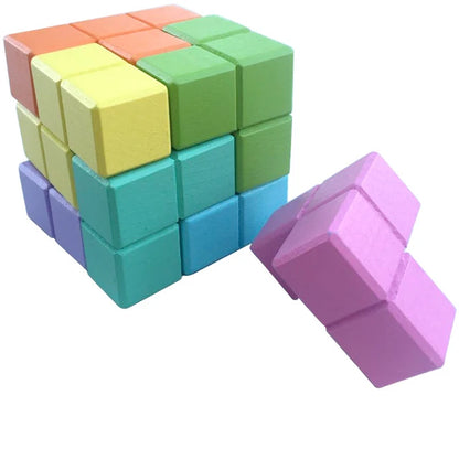 Brinquedos de madeira 3D Soma Cube para crianças, Montessori Puzzle Games, Brain Challenge Game, Brinquedos Sensoriais para Crianças, Educação Infantil, Novo