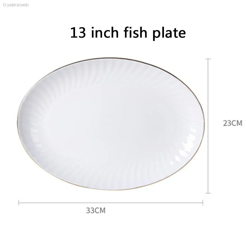 1pc Dish And Plates Bone china Dinner Set China Health Tableware White Ceramic Fruit tray  Soup plate Bowl Dish Gift Porcelain