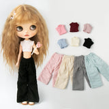 Blythe Clothing Fashion Vest Tops Denim Shorts Casual Pants Belt Multicolor for Licca Azones Ob22 24 Ker YMY Doll Accessories