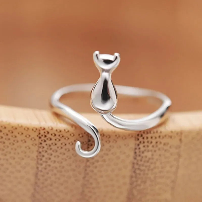 925 Sterling Silver Cat Rings for Women, Engagement Rings, Luxury Designer Jewelry, Women's Gifts 