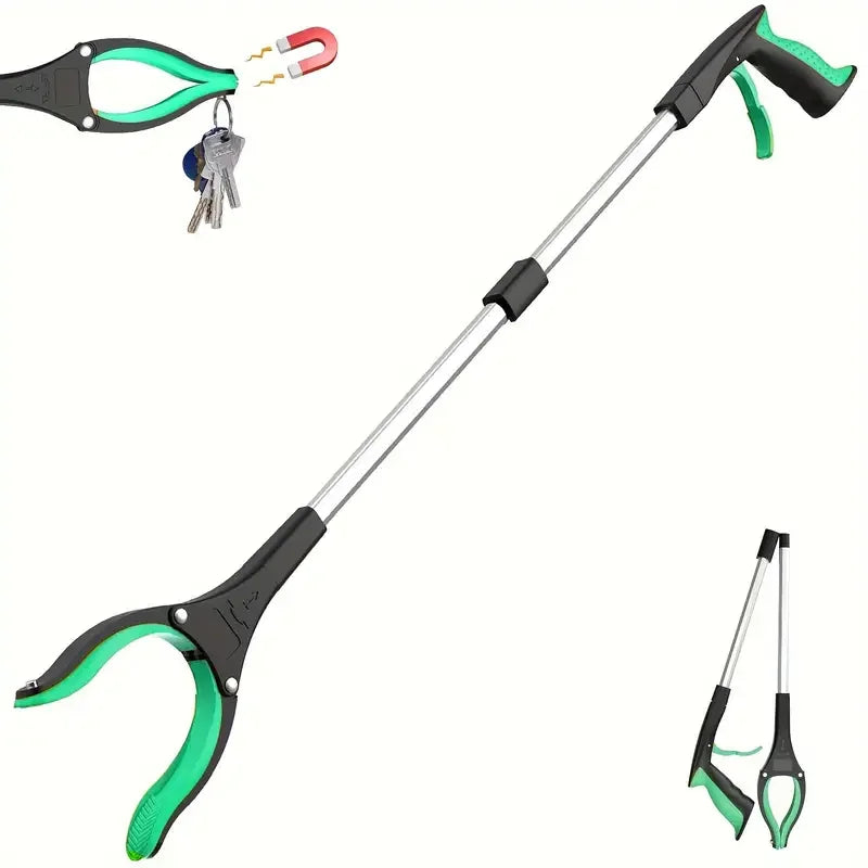 Recogedor de basura ligero y resistente con abrazadera giratoria de 360° para personas mayores, herramienta de recolección de basura de 32 pulgadas.