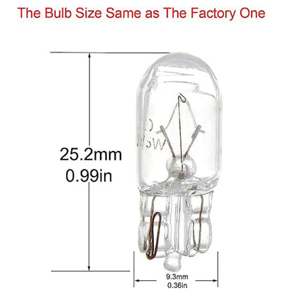10 Pcs Warm White Auto Halogen Lamp T10 W5W 194 158 12V 5W  Marker Wedge License PlateLight Bulb Instrument Light
