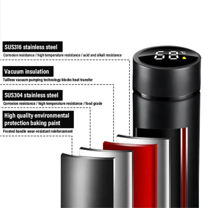 Termo inteligente con pantalla de temperatura, de acero inoxidable 304, con aislamiento al vacío, para BMW M Performance.