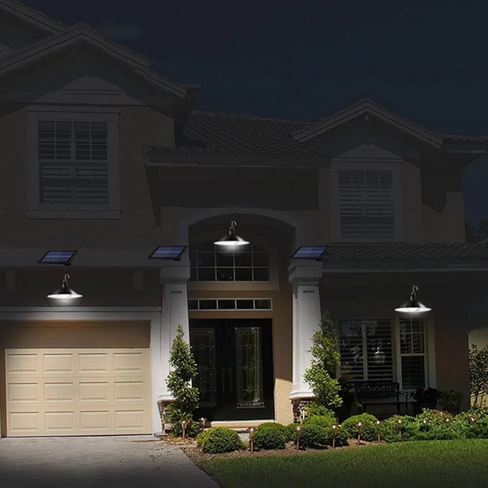 Solar Pendant Lights, Dusk to Dawn Auto Lamp with Remote Controller for Barn Shed Barn Chicken Coop Bullpen  etc