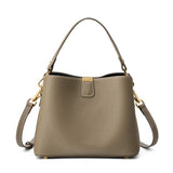 100% Genuine Leather Women's Bucket Bag Luxury Designer Versatile Shoulder Bag Women Commuter Crossbody Bags Female Handbag