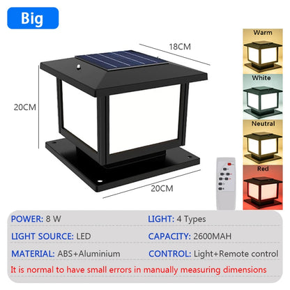LED Solar Column Light Waterproof Solar Light Outdoor Remote Control Garden Sunlight Fence Channel Outdoor Decorative Light IP65