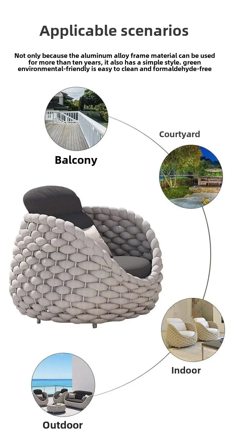 Outdoor Seat Outdoor Rattan Sofa Courtyard Combination Double Chair Leisure Terrace Villa Living Room Balcony Furniture Home