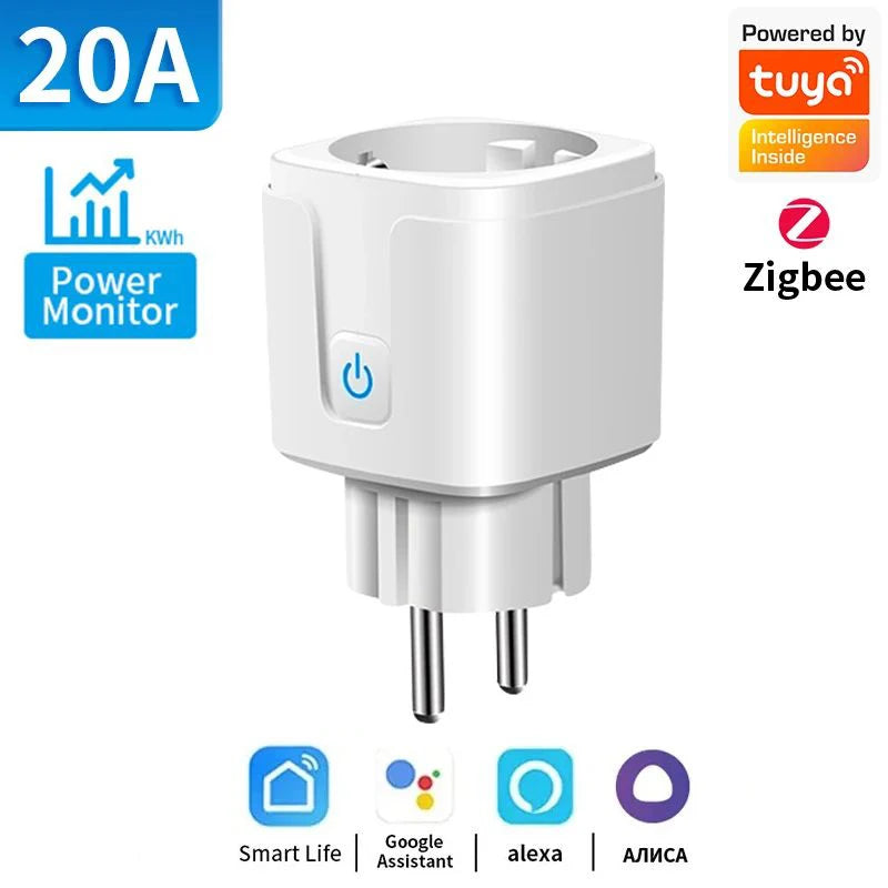 TNCE Tuya WiFi/Zigbee Smart Plug 16A/20A EU Smart Socket With Power Monitoring Timing Function Work With Alexa GoogleHome