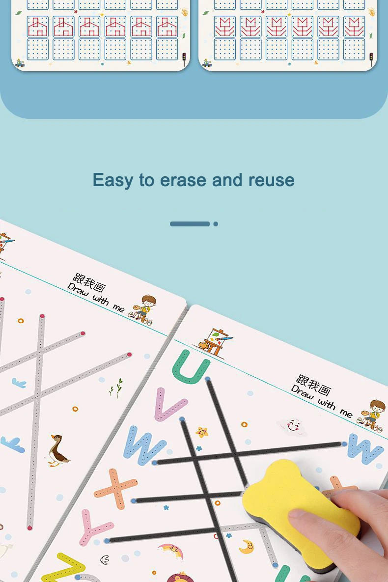 Montessori Drawing Book Reusable Magic Children Practice Copybook Control Training Book Magical Tracing Workbook