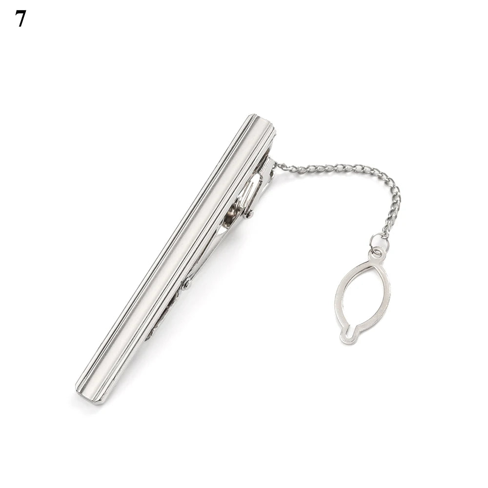 New Metal Silver Color Tie Clip For Men Wedding Necktie Tie Clasp Clip Gentleman Ties Bar Crystal Tie Pin For Men's Accessories