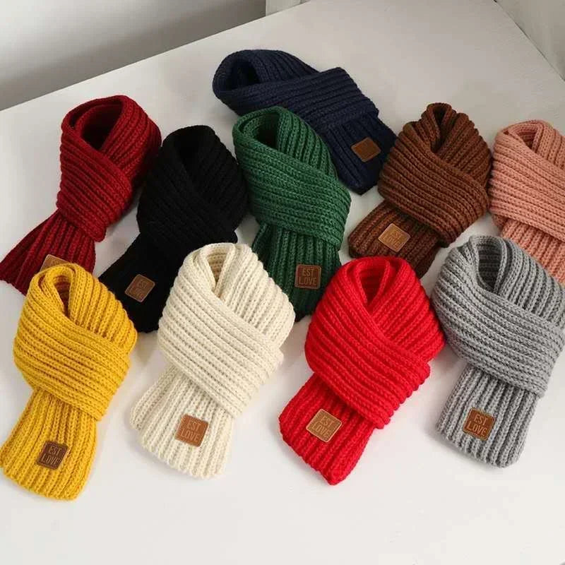 Bufanda gruesa para niños, cálida y resistente al viento, de punto, para invierno, accesorios para mantener el calor, 2024