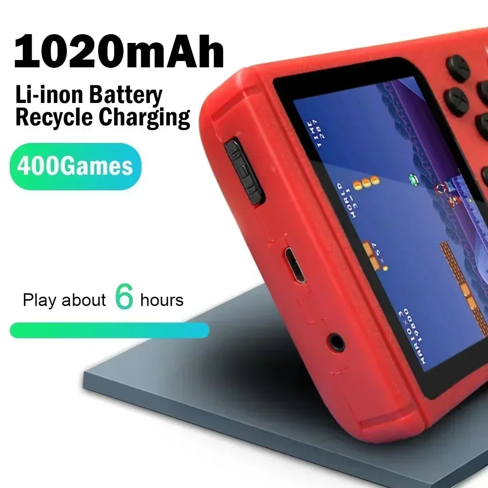 Retro Portable Mini Handheld Video Game Console 8-Bit 3.0 Inch Color LCD Kids Color Game Player Built-in 400 Games