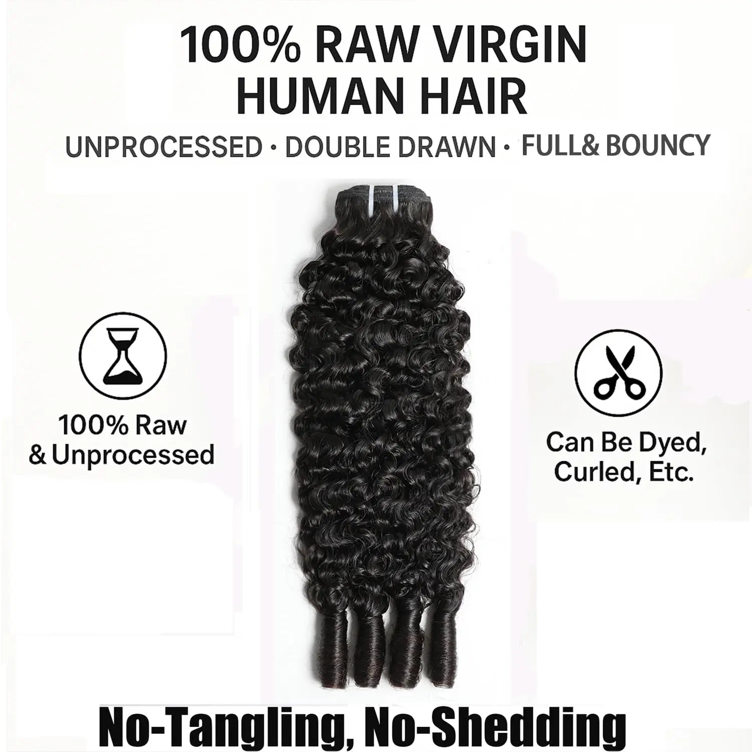 Kit mechas cabelo humanos crespo encaracolado 3C/4A - virgem premium