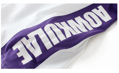 2022 Summer Korean Style Children T-Shirts Fashion Splicing Letter Design Kids Short Sleeve Tops Pure Cotton Children's Clothes
