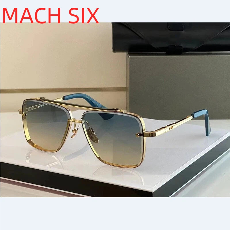 Original Factory DT MACH SIX With Brand Box Leisure Top Quality Classic Luxury Designer Silver Alloy Frame Men Women Sunglasses