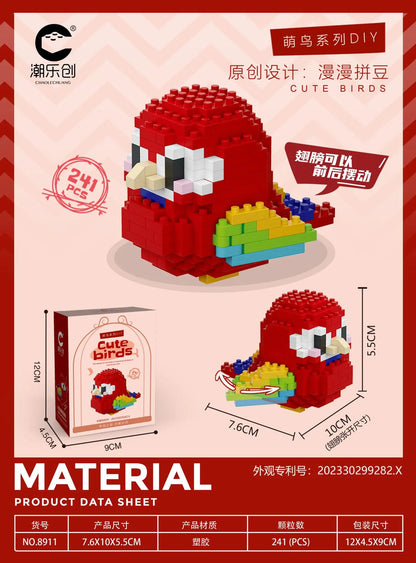 Parrot Micro Building Blocks Bird Cockatiel Budgerigar DIY Assembled Pigeon Macaw 3D Model Mini Brick Figures Toys For Kids