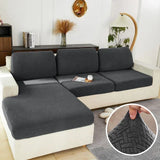 Elastic Sofa Cover for Living Room Jacquard Solid Sofa Seat Cover Grey Washable Seat Cushion Cover Furniture Protector Sectional
