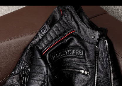 Chaqueta de motociclista nueva para hombre, de piel de vaca, para motocross, de cuero, para invierno, resistente al viento, para carreras, ropa de motociclista resistente al desgaste para Harley.