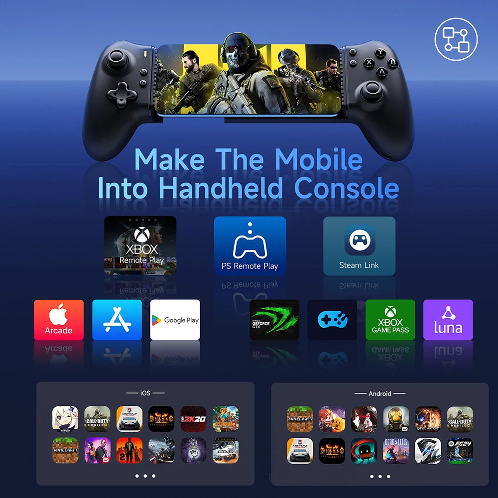 EasySMX M15 Bluetooth Mobile Phone Controller for Android/iPhone/Cloud Gaming/Xbox Game Pass/PS Remote Play/Switch 1/2