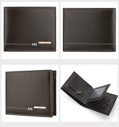 Nueva cartera para hombre, tarjetero, monedero con cremallera, cartera corta de negocios con estampado de lichi de alta calidad.