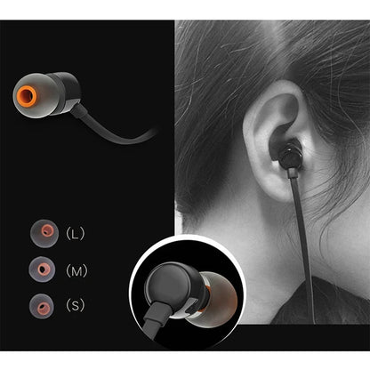 Auriculares T110 con cable de 3,5 mm, estéreo auténtico, graves profundos, deportivos, control en línea, manos libres y micrófono.
