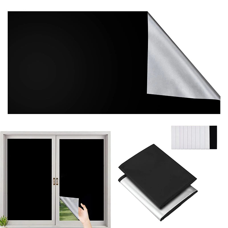 Cortina opaca portátil sin taladro, 100 % opaca, aislante y con protección UV para dormitorio, sala de estar, decoración del hogar.